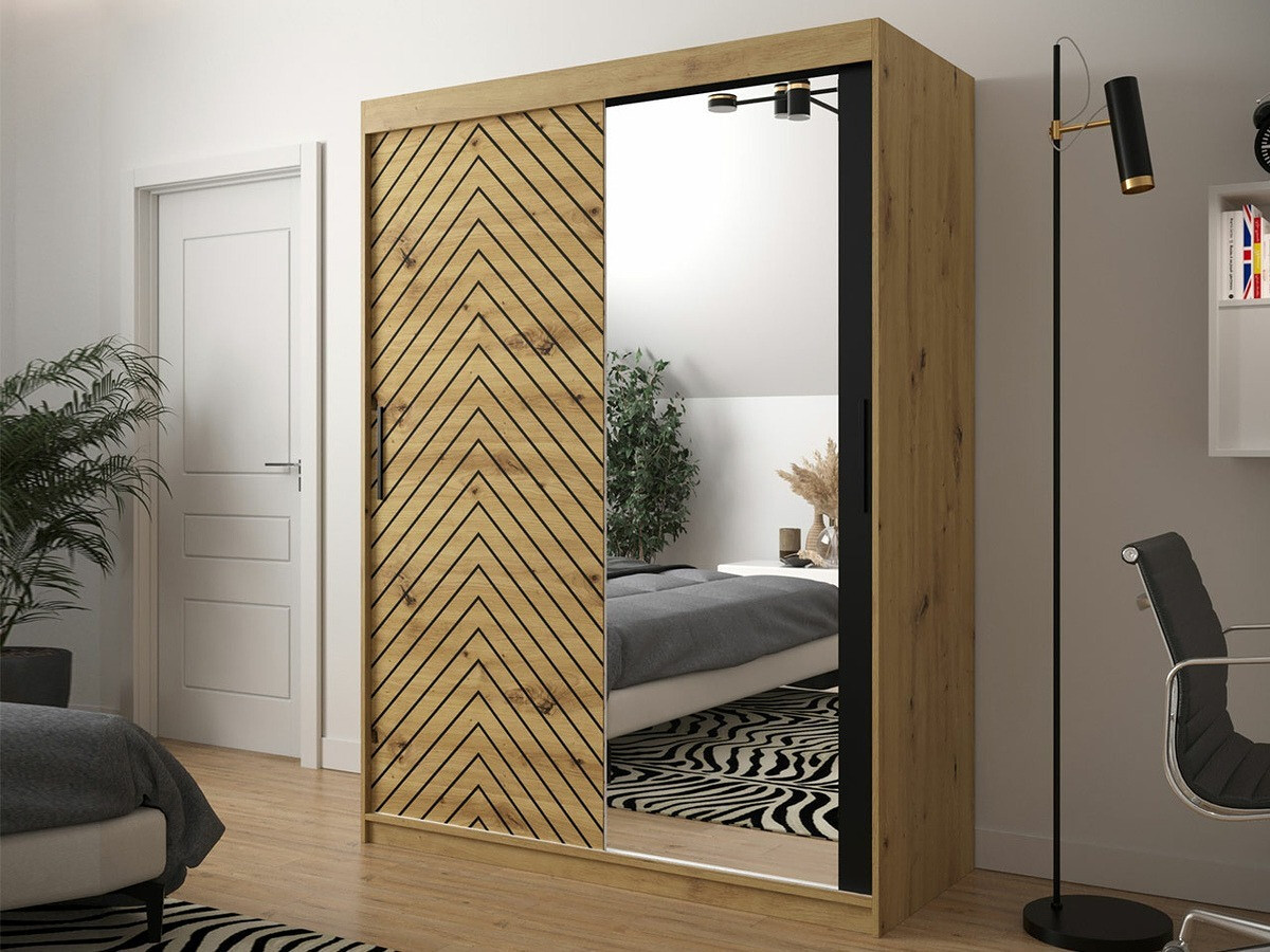 Armoire Hartford 311 (Chêne Artisan + Noir)