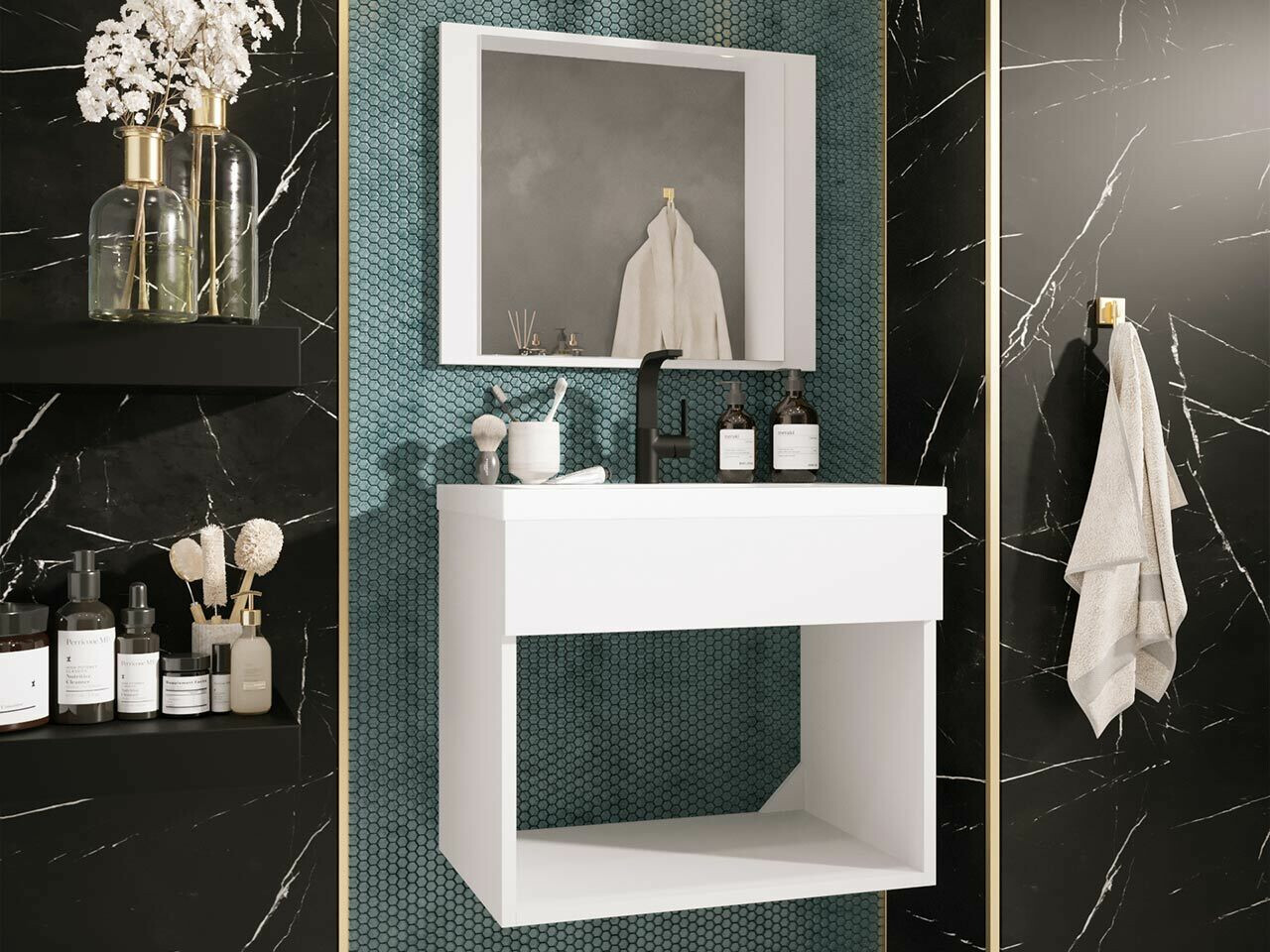 Ensemble de salle de bain Hartford J106 (Noir)