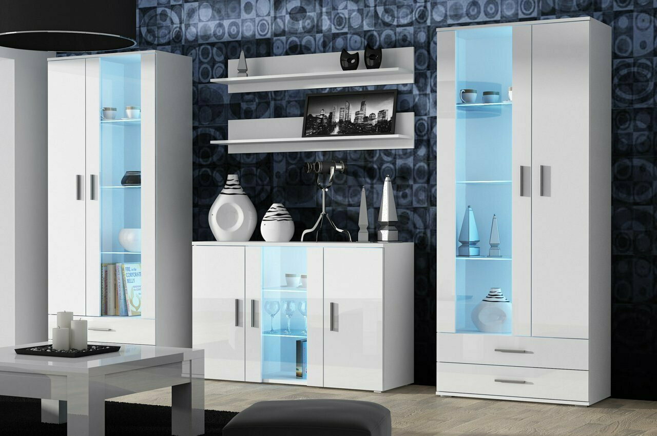 Ensemble de salon Tornola 111 (Blanc + Blanc brillant)