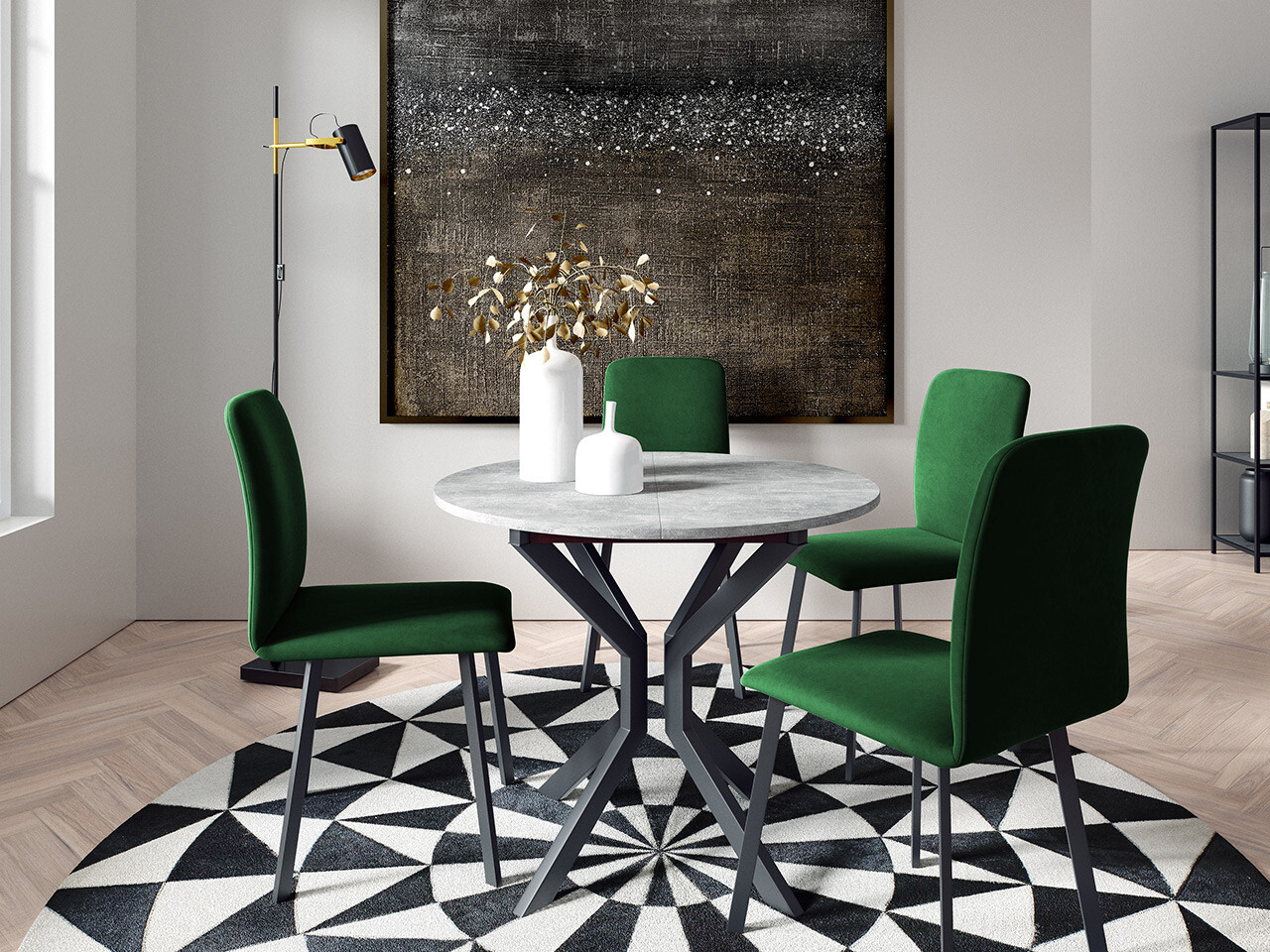 Table Edmond 111 (Marbre gris + Noir)