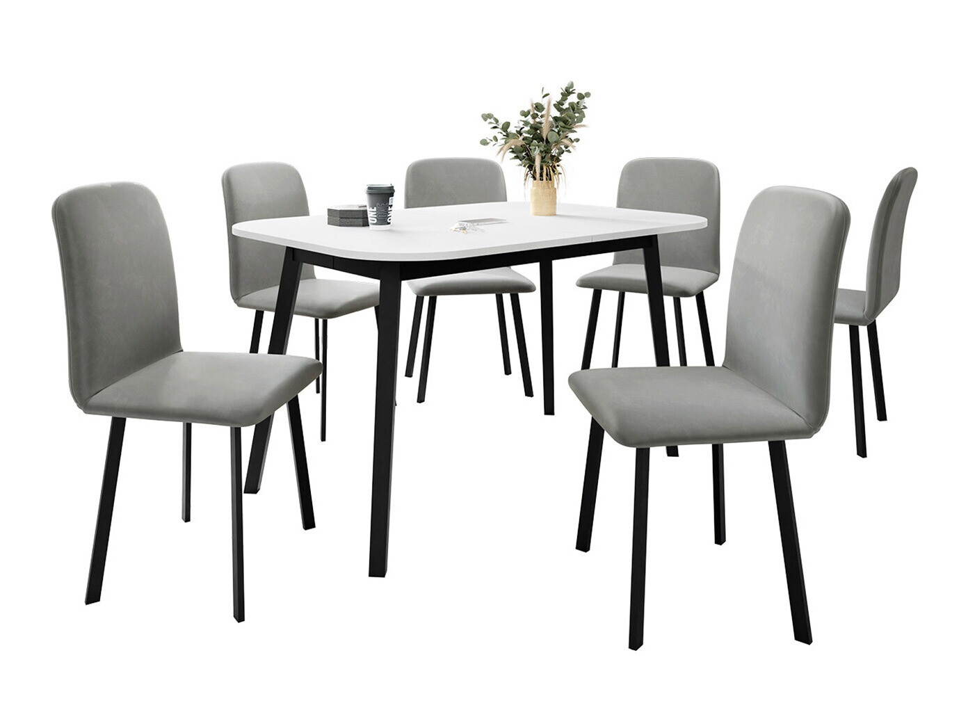 Salle à manger complète Edmond 117 (Blanc + Noir)
