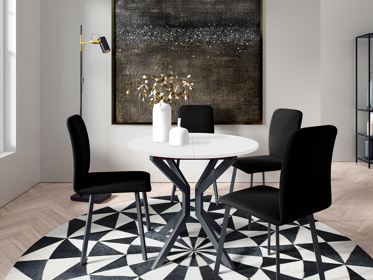Salle à manger complète Edmond 118 (Blanc + Noir)