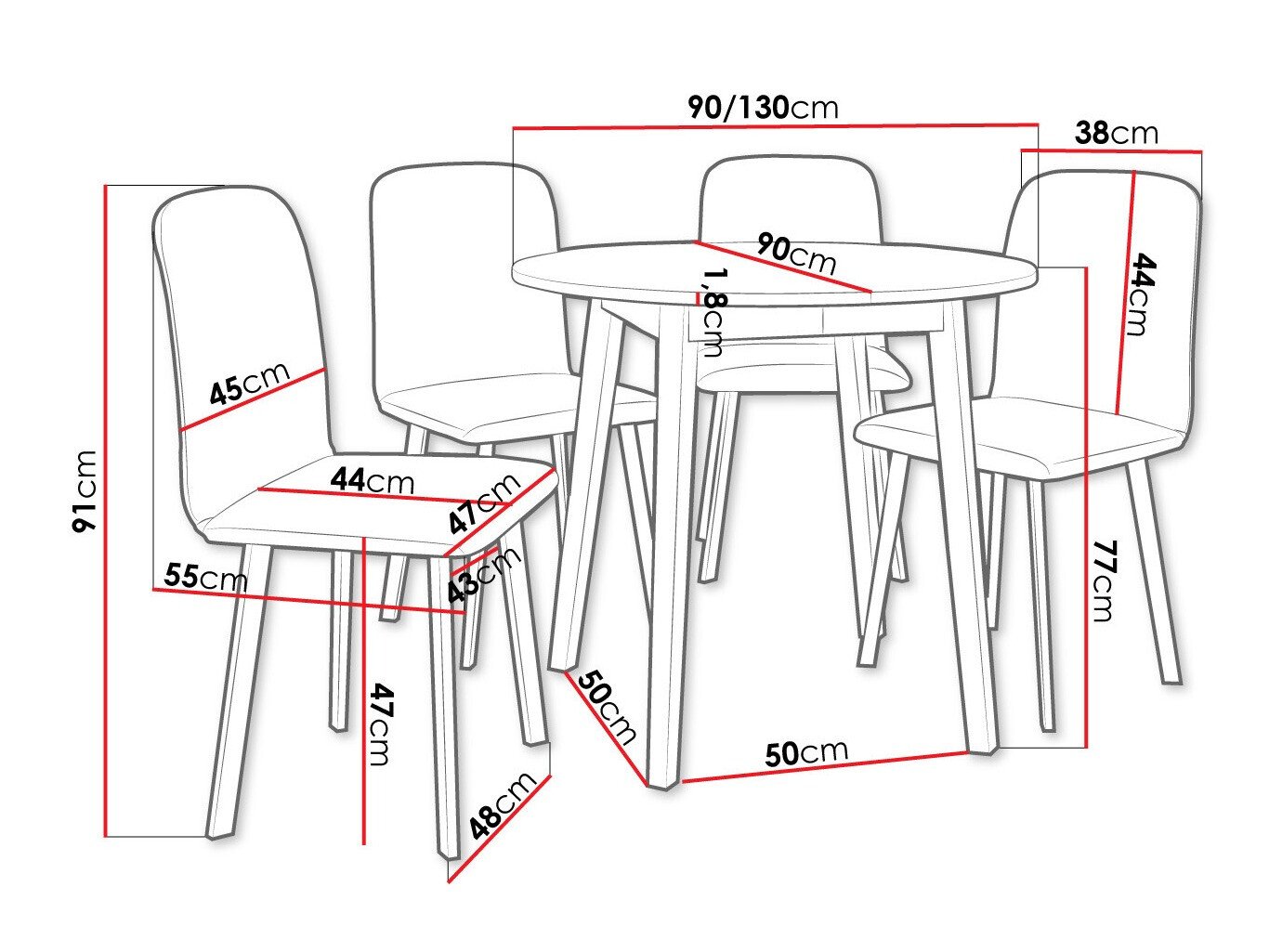 Salle à manger complète Edmond 119 (Amor Velvet 4318)