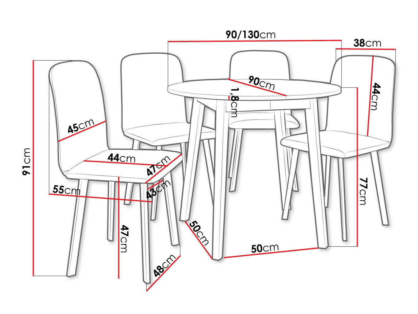 Salle à manger complète Edmond 119 (Amor Velvet 4318)