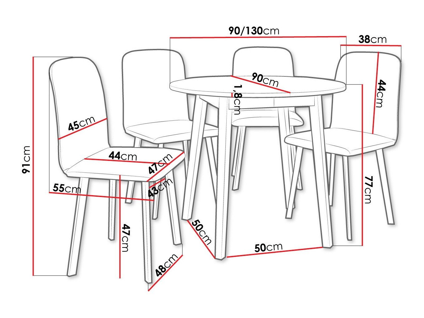 Salle à manger complète Edmond 119 (Amor Velvet 4322)