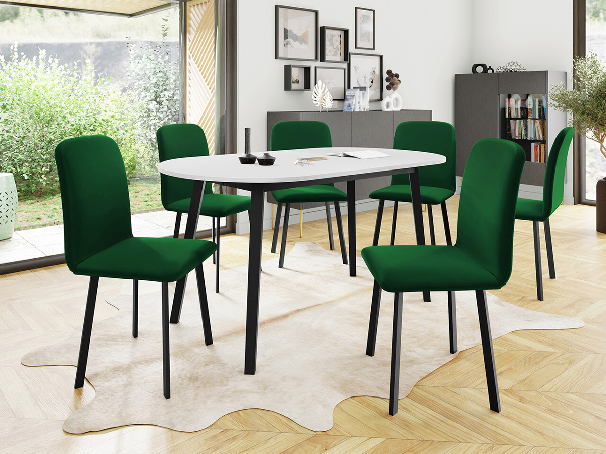 Salle à manger complète Edmond 121 (Blanc + Noir)
