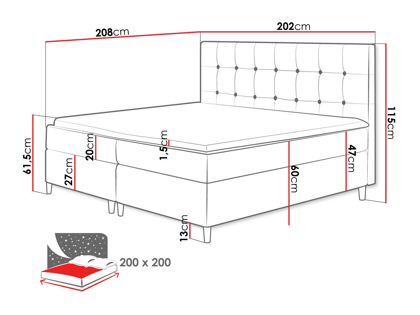 Lit boxspring Caseus (Magic Velvet 2215)