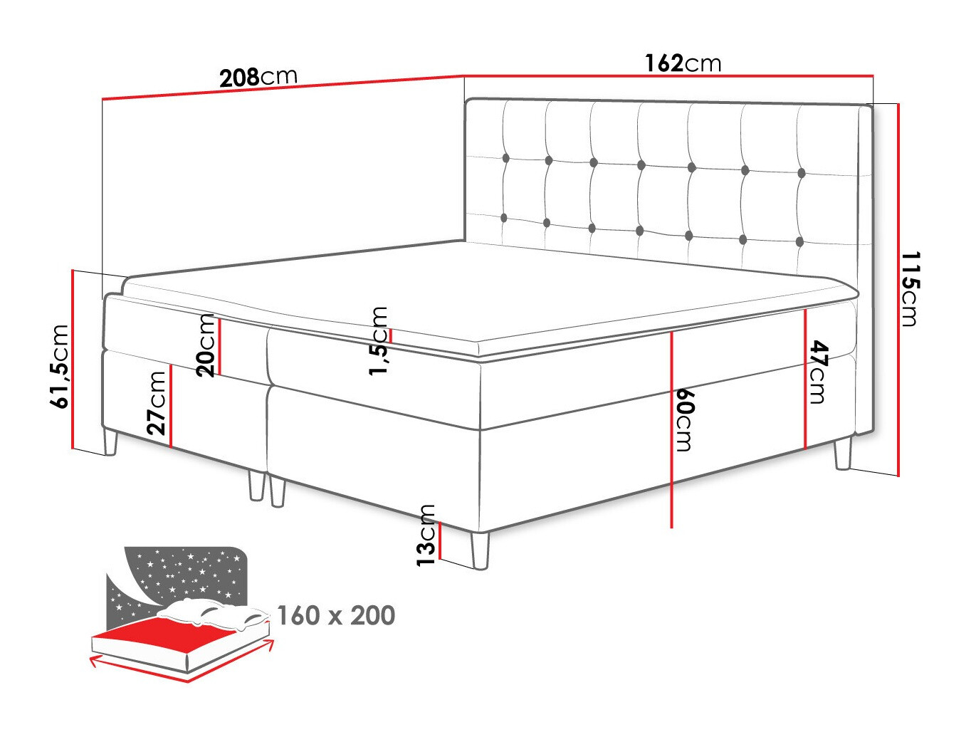 Lit boxspring Caseus (Magic Velvet 2216)