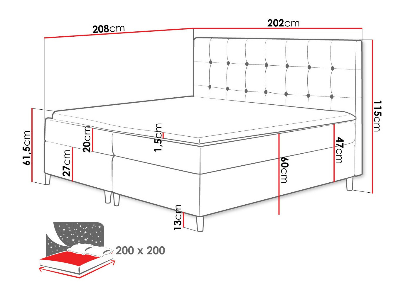 Lit boxspring Caseus (Magic Velvet 2216)