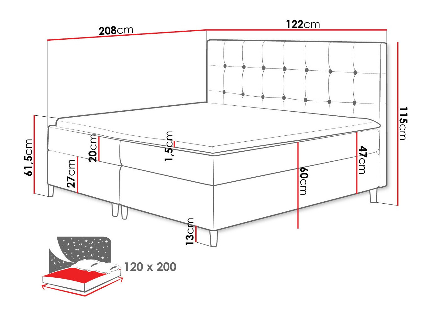 Lit boxspring Caseus (Magic Velvet 2217)