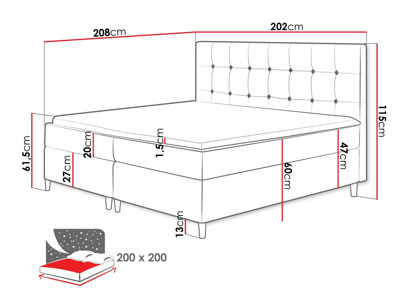 Lit boxspring Caseus (Magic Velvet 2217)