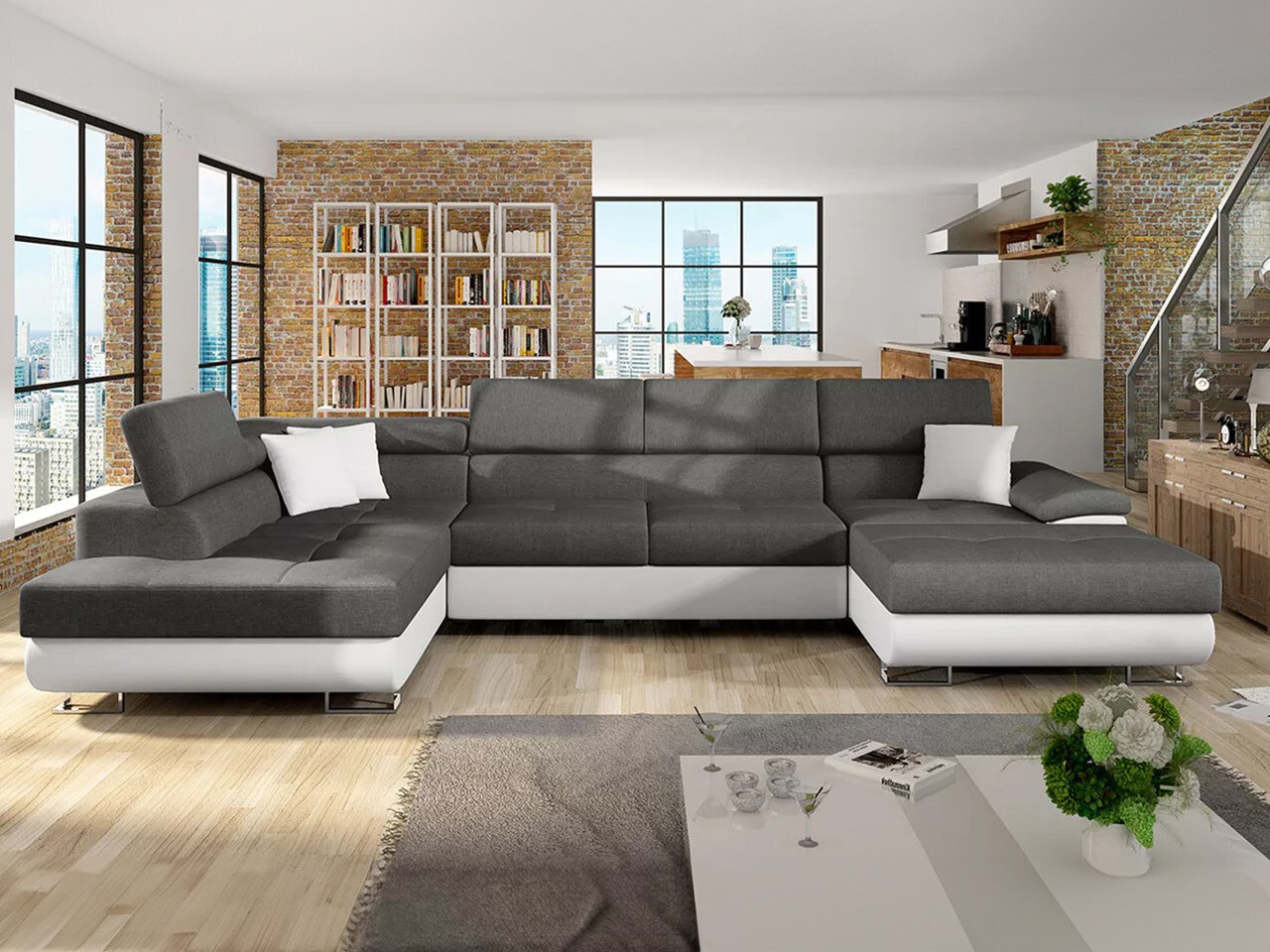 Canapé d'angle Comfivo Ruta IV (Soft 017 + Lux 06 + Soft 017)