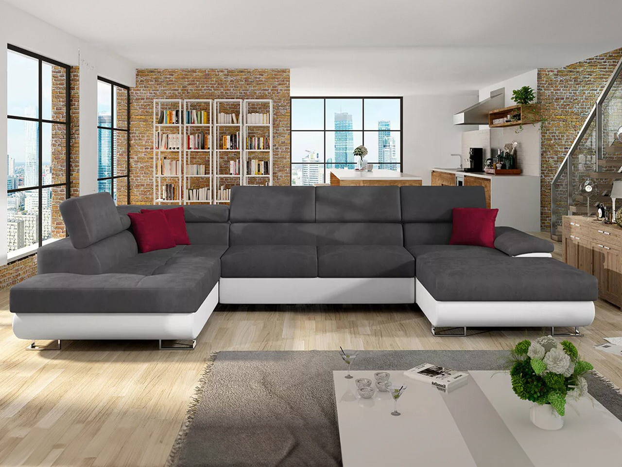 Canapé d'angle Comfivo Ruta IV (Soft 017 + Uttario Velvet 2971 + Kronos 02)