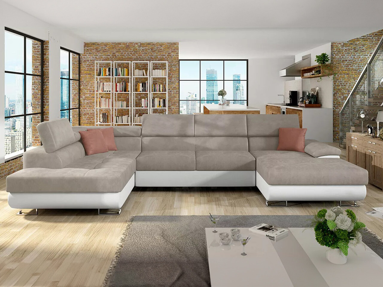 Canapé d'angle Comfivo Ruta IV (Soft 017 + Uttario Velvet 2979 + Uttario Velvet 2955 St)