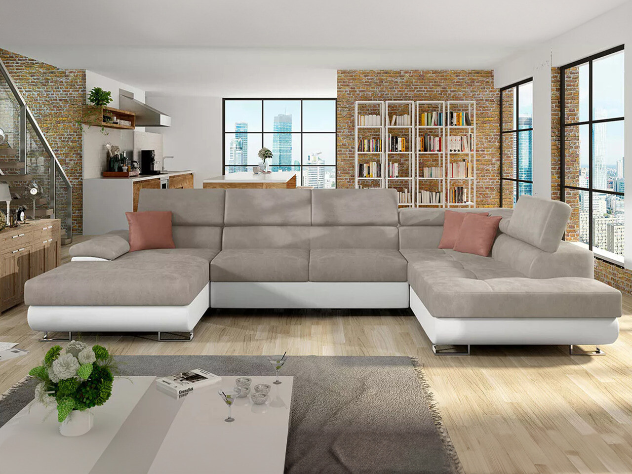 Canapé d'angle Comfivo Ruta IV (Soft 017 + Uttario Velvet 2979 + Uttario Velvet 2955 St)