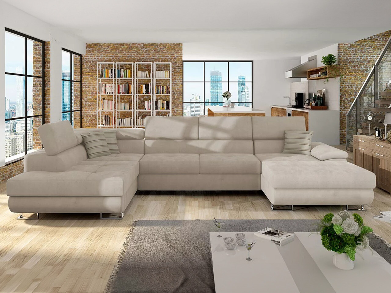 Canapé d'angle Comfivo Ruta IV (Uttario Velvet 2979 + Senegal 825)