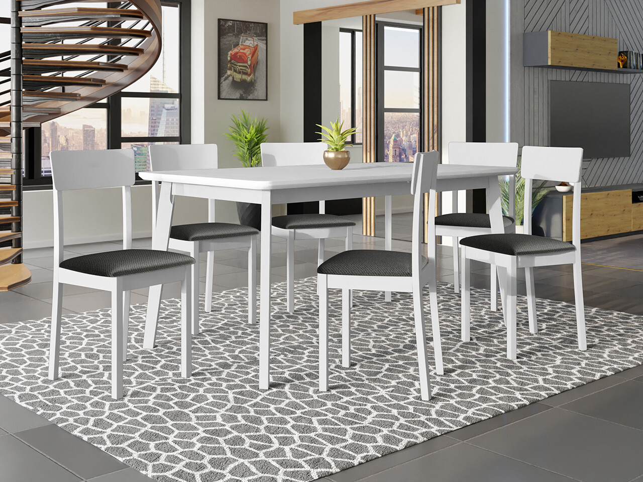 Salle à manger complète Victorville 350 (Blanc)