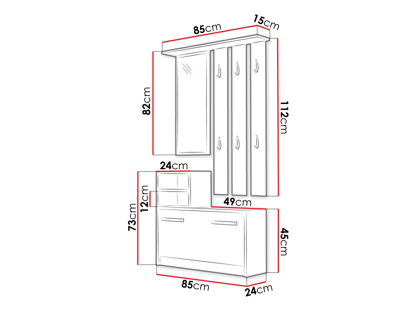 Meuble d'entrée Candum (Blanc)