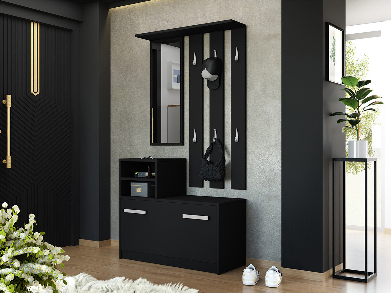 Meuble d'entrée Candum (Noir)