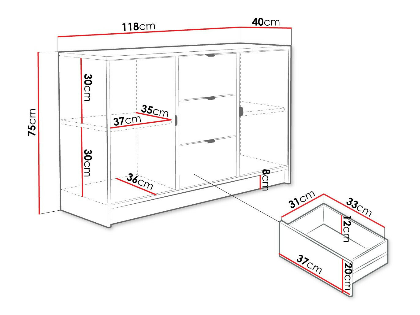 Commode Comfivo Papilio (Noir)