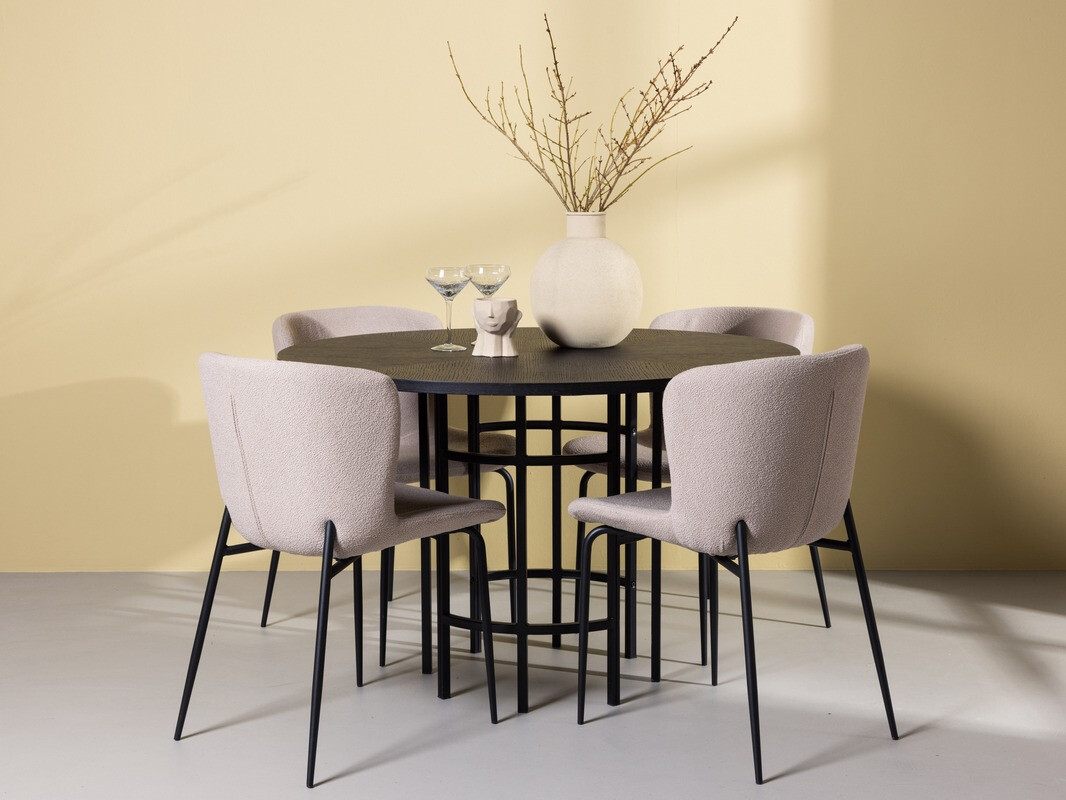 Salle à manger complète Dallas 4143 (Beige + Noir)