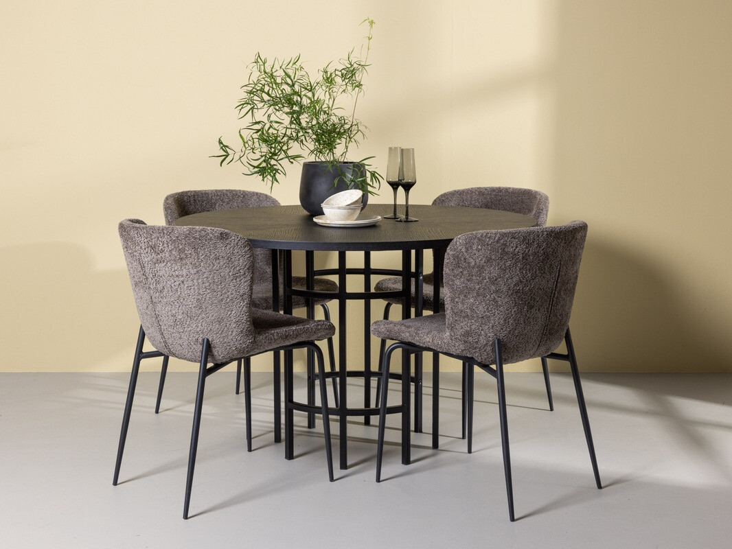 Salle à manger complète Dallas 4143 (Marron + Noir)