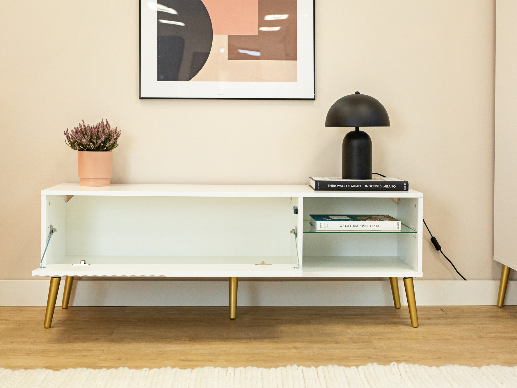 Meuble TV Cirferi 104 (Blanc + Doré)