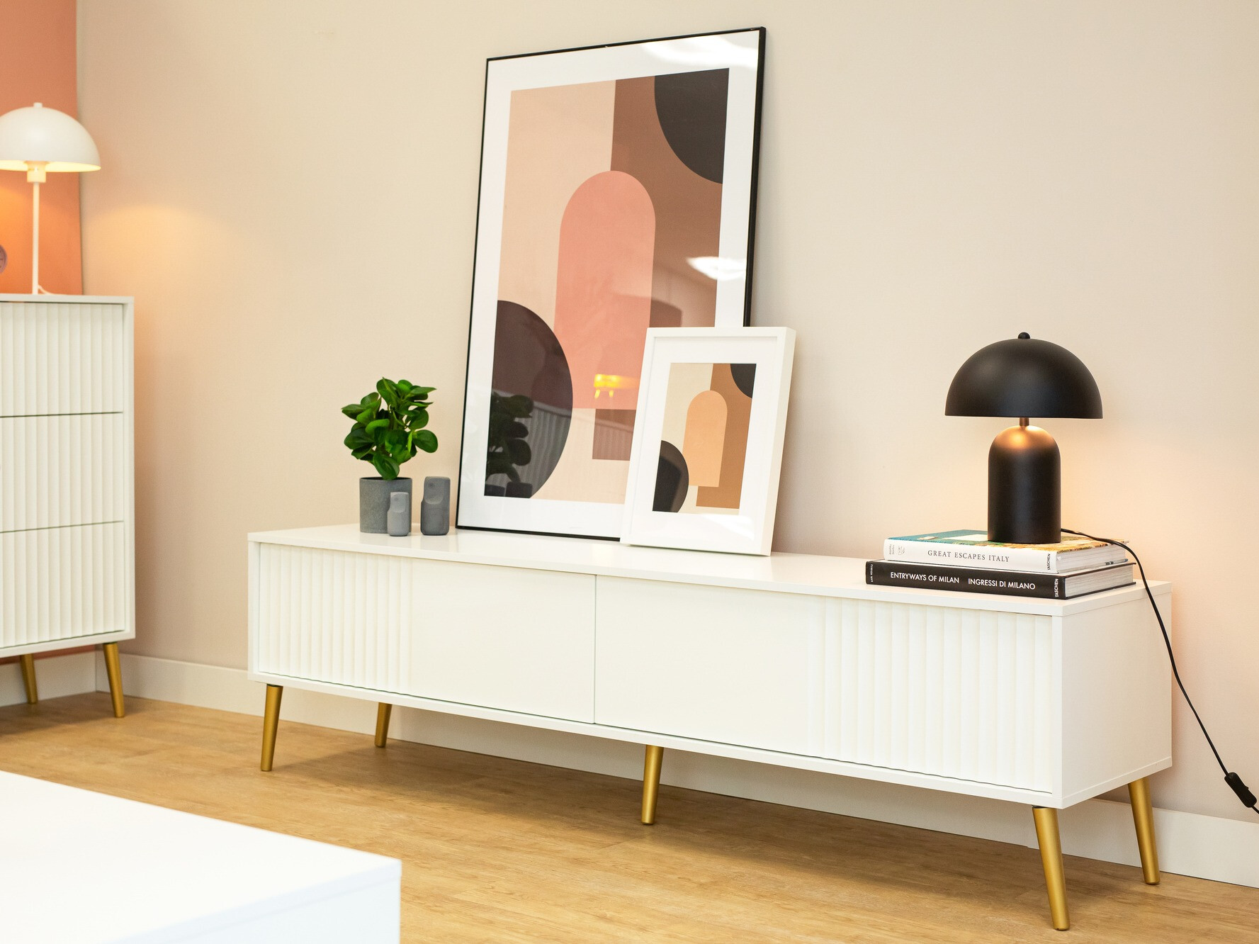 Meuble TV Cirferi 105 (Blanc + Doré)