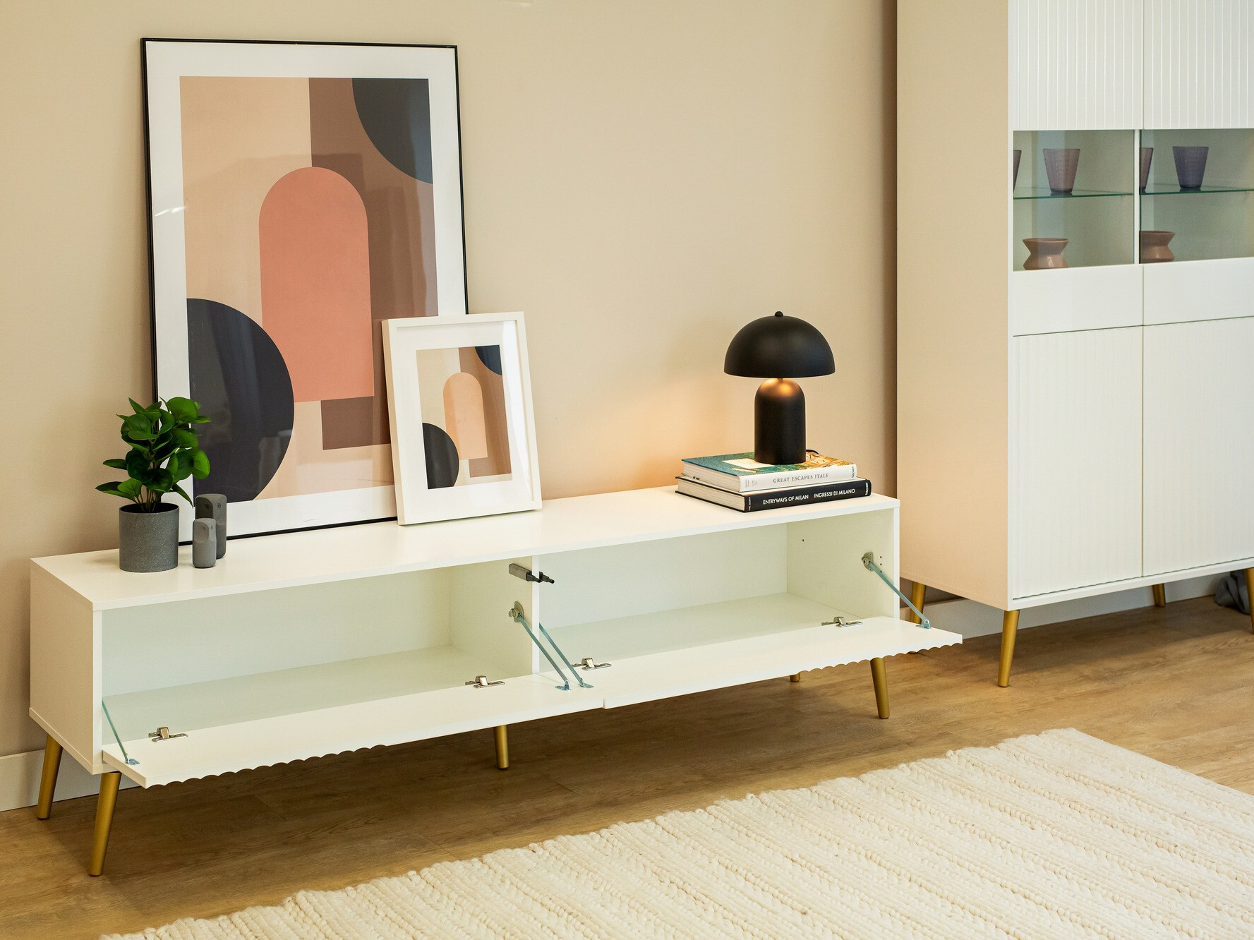Meuble TV Cirferi 105 (Blanc + Doré)