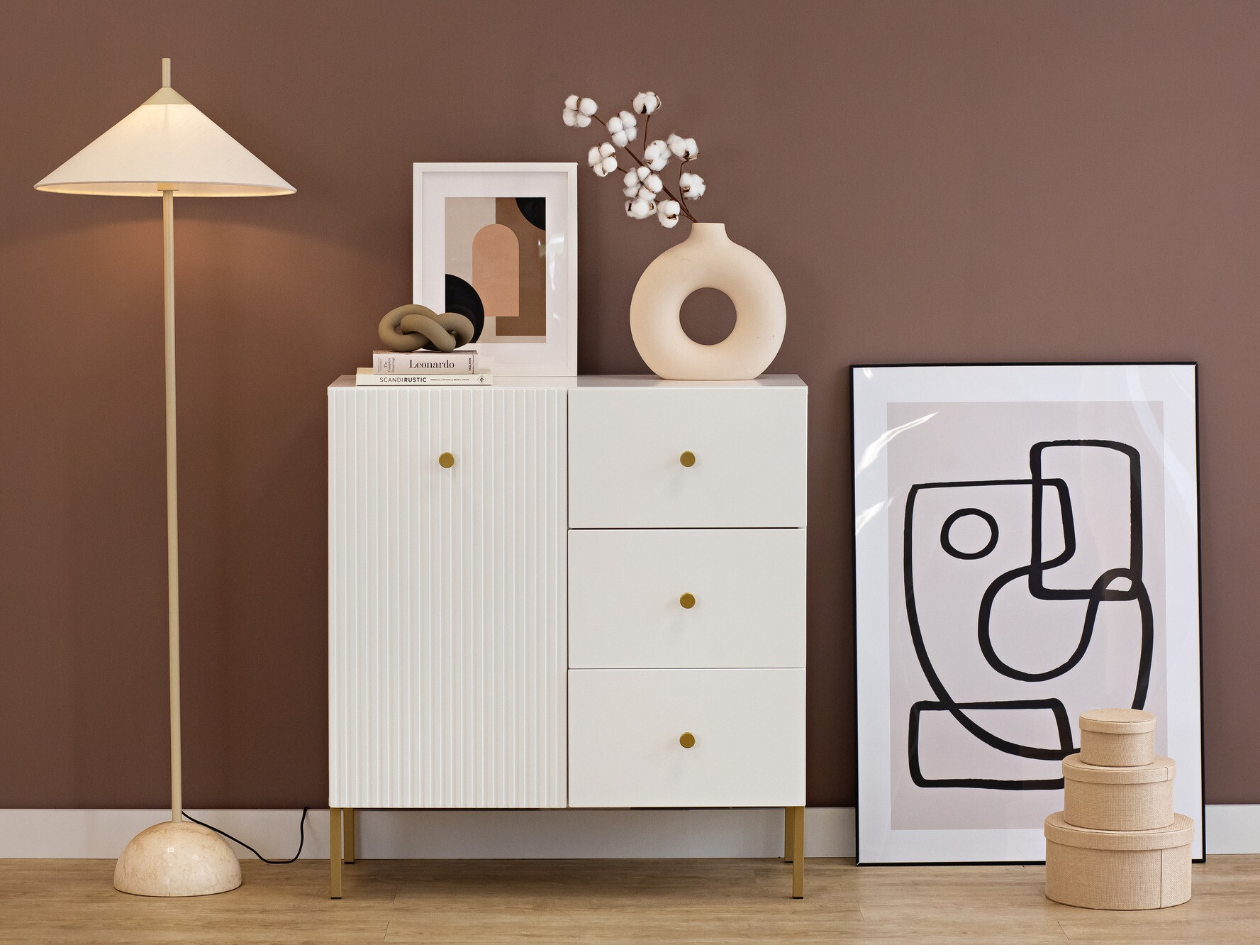 Commode Etliva 100 (Blanc + Doré)