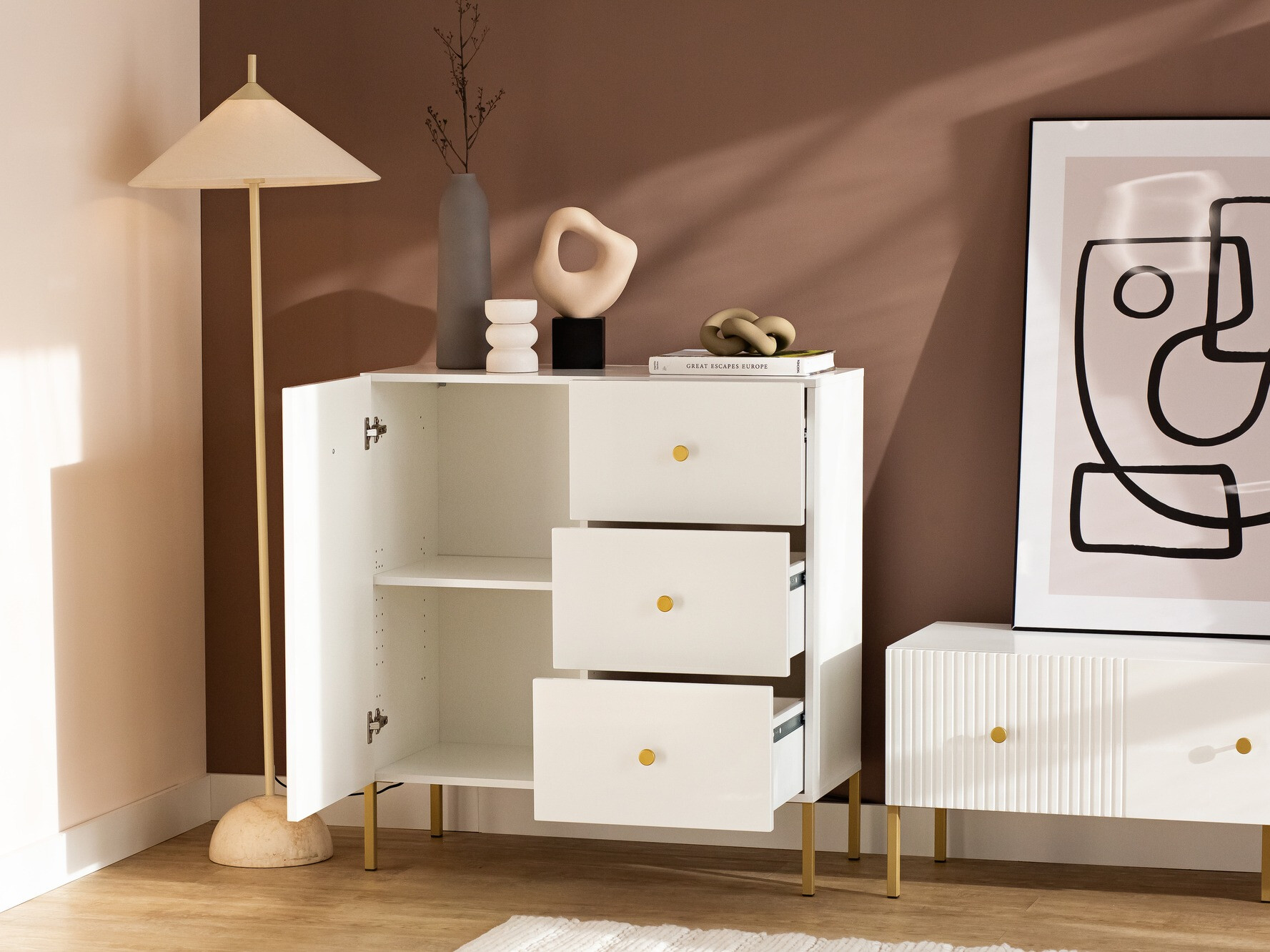 Commode Etliva 100 (Blanc + Doré)