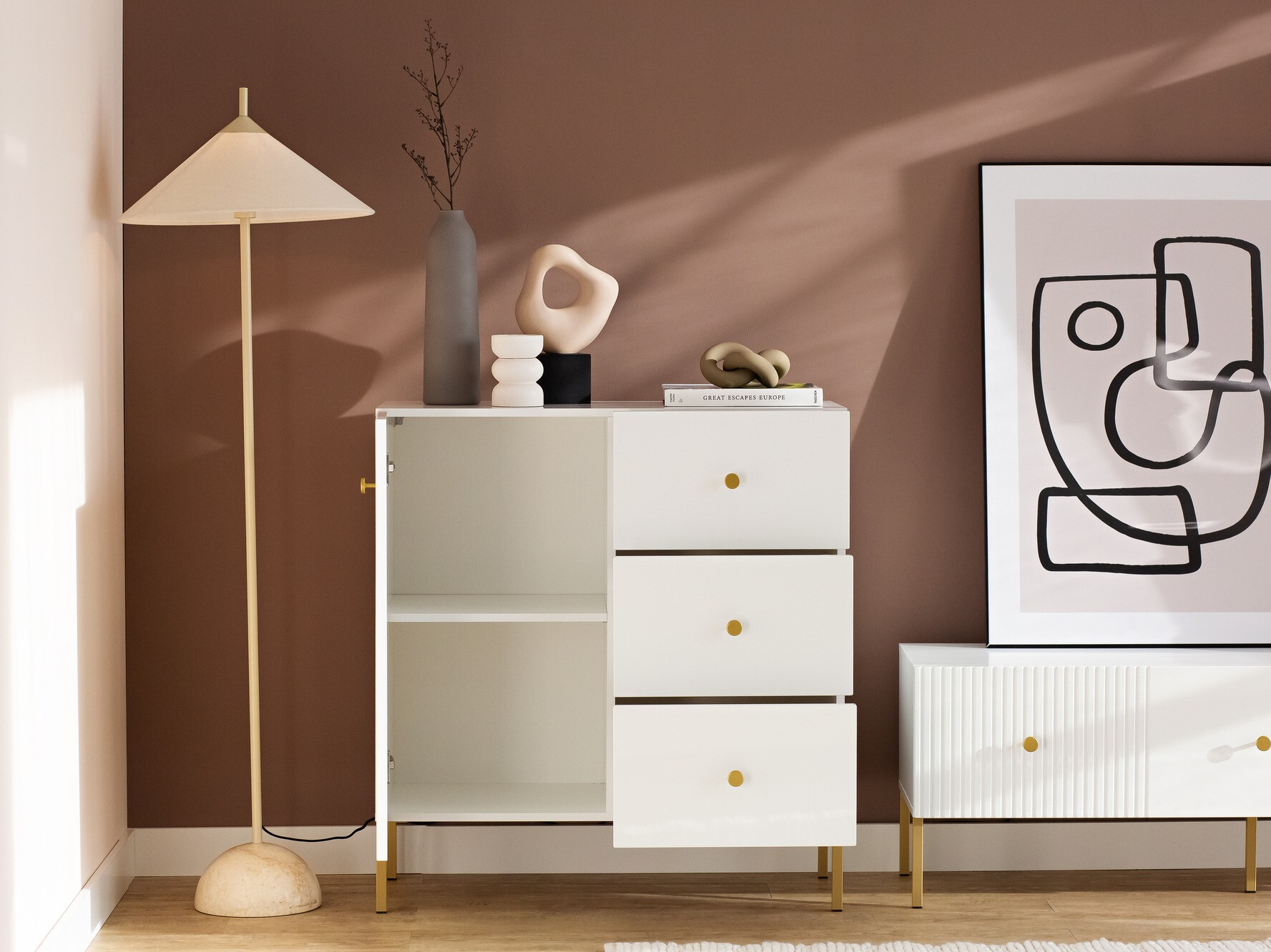 Commode Etliva 100 (Blanc + Doré)