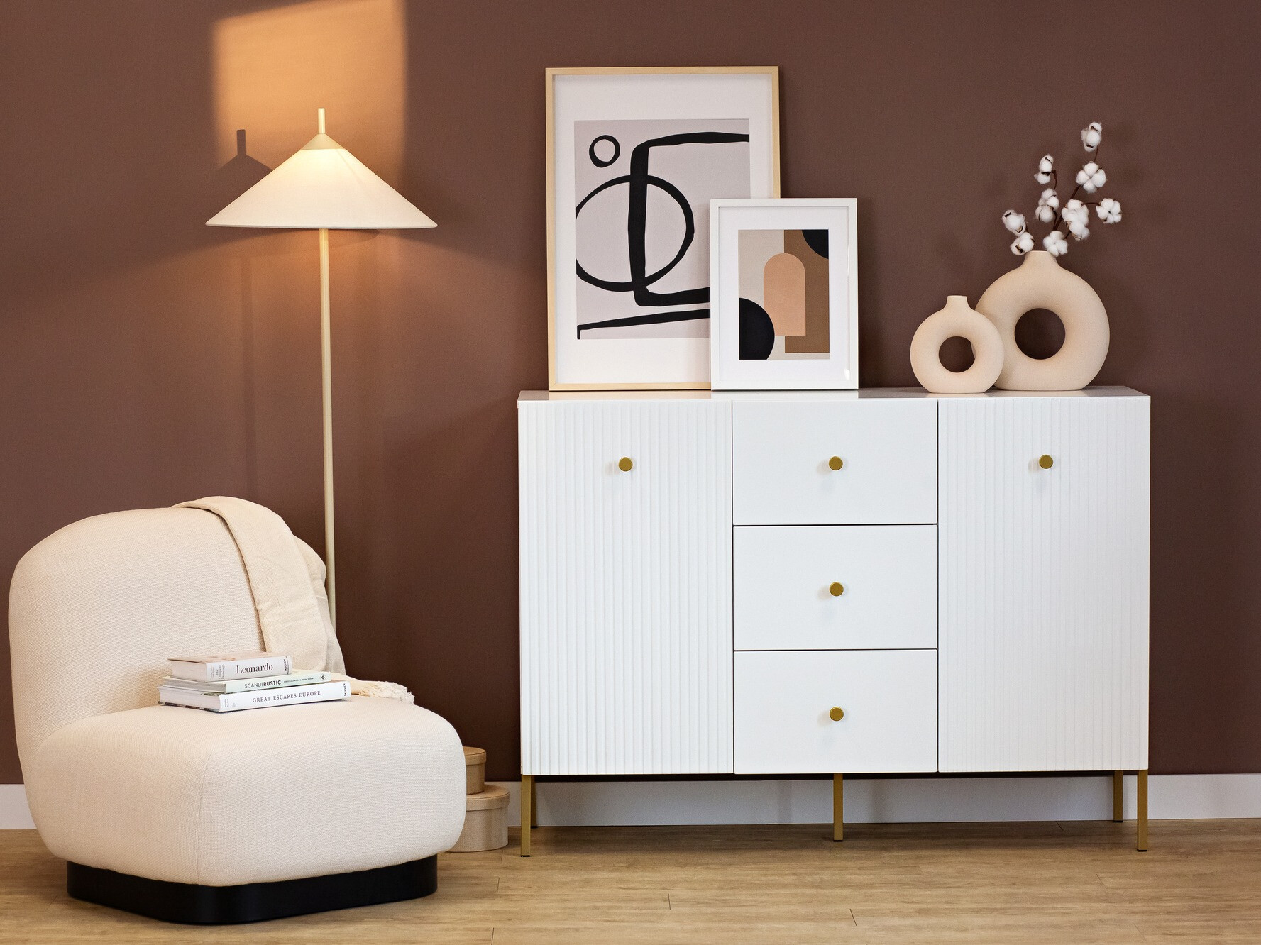 Commode Etliva 101 (Blanc + Doré)