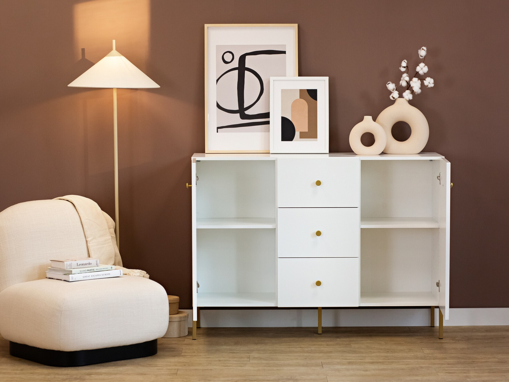 Commode Etliva 101 (Blanc + Doré)