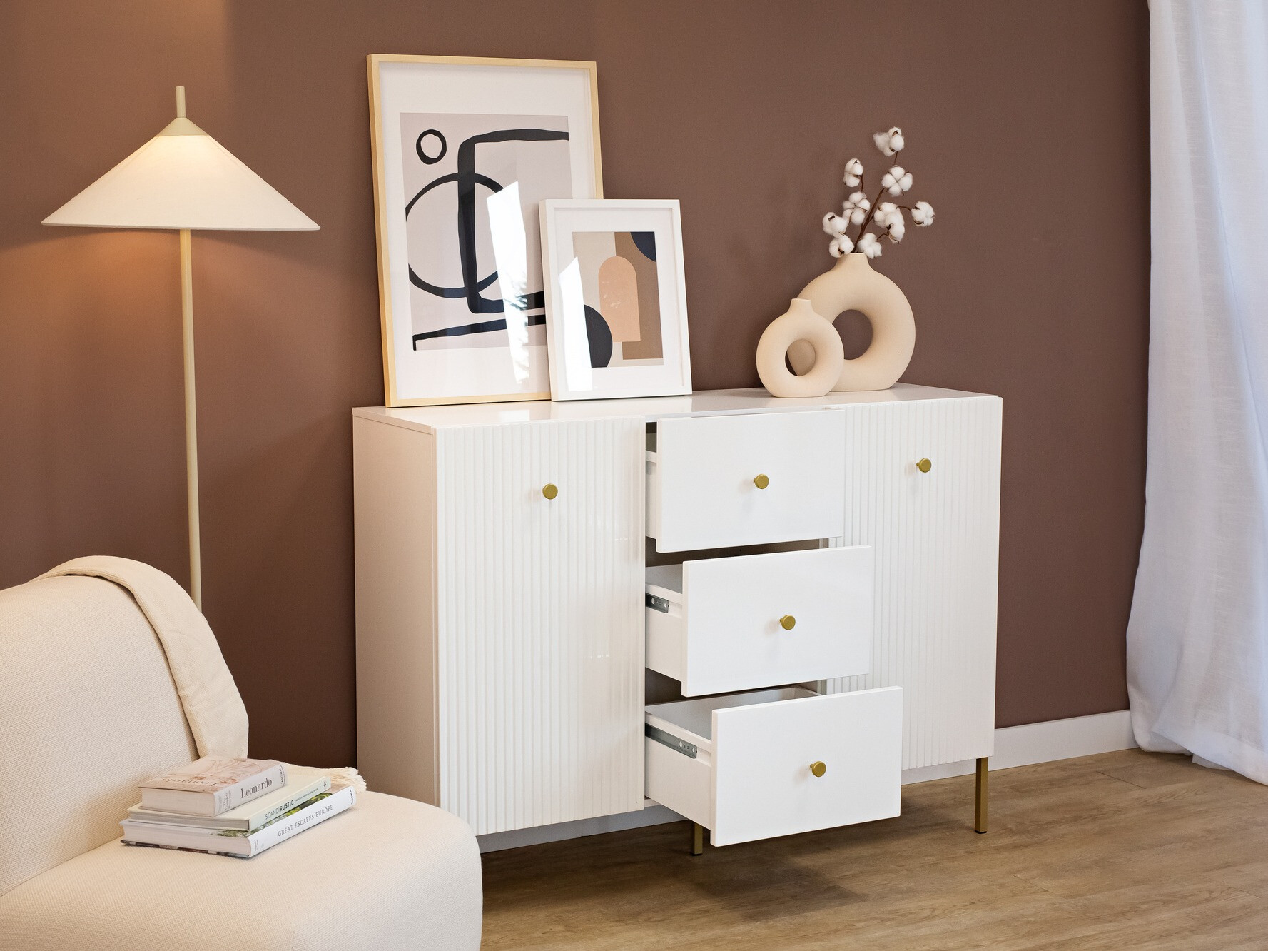 Commode Etliva 101 (Blanc + Doré)