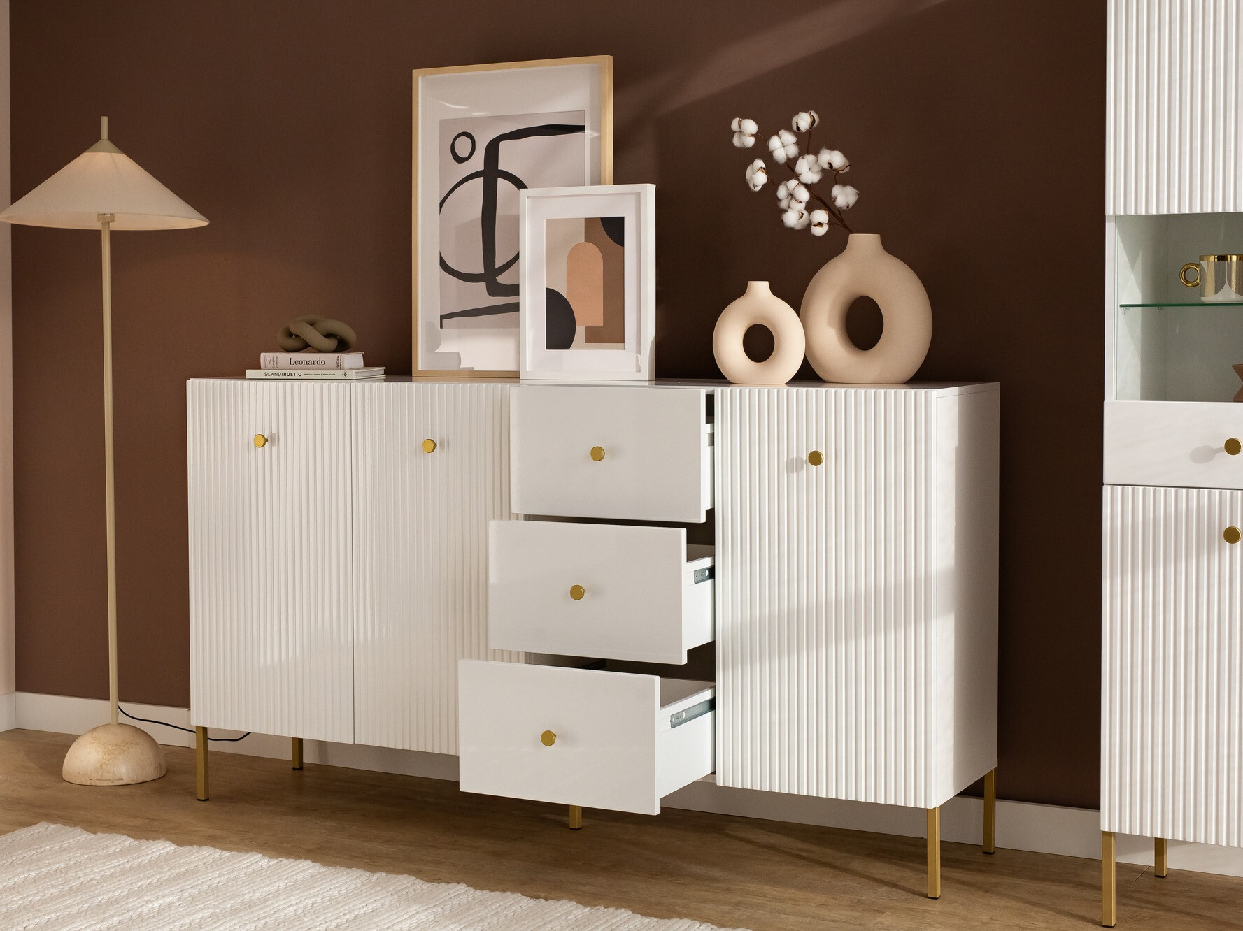 Commode Etliva 102 (Blanc + Doré)