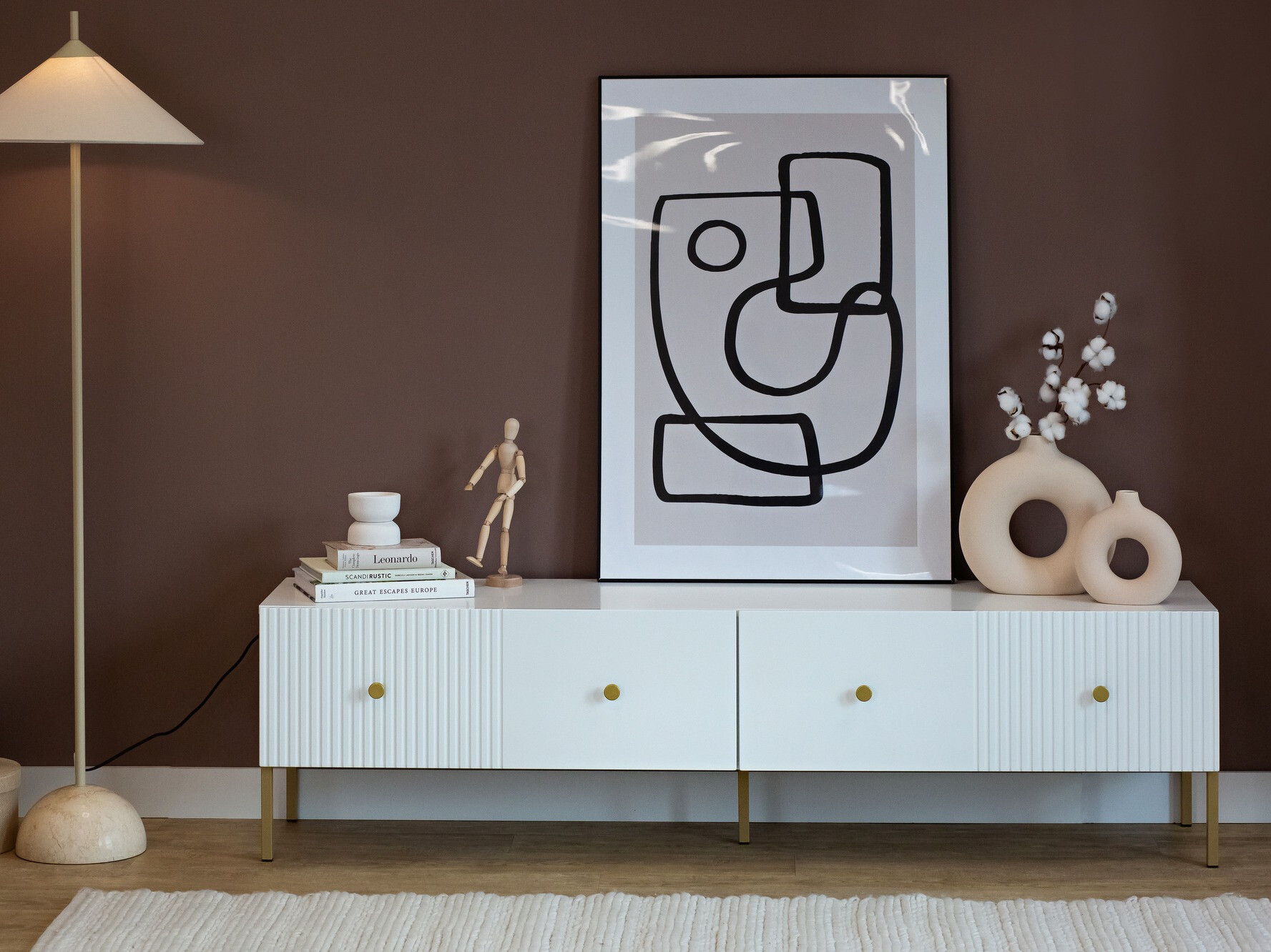 Meuble TV Etliva 105 (Blanc + Doré)