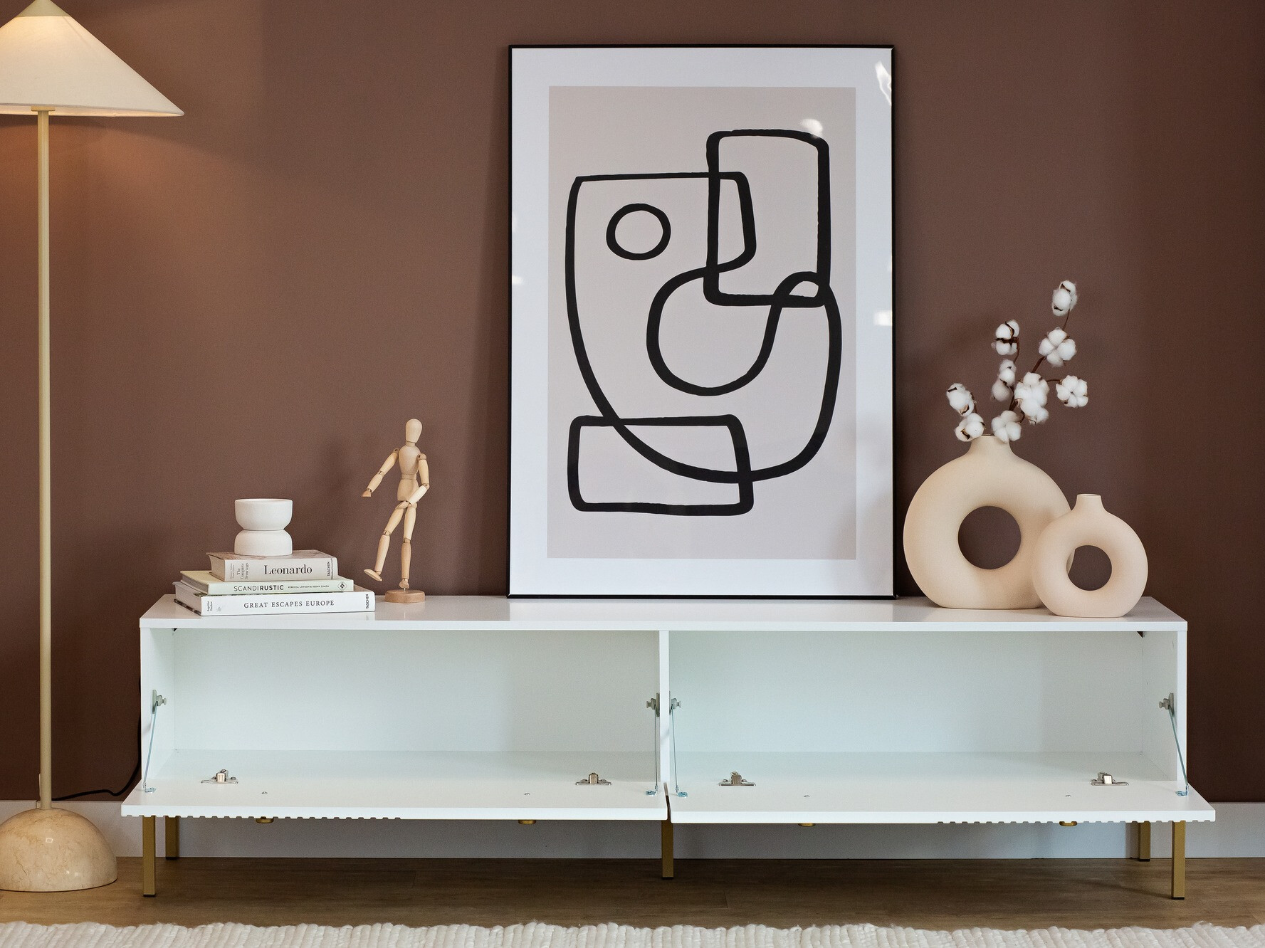 Meuble TV Etliva 105 (Blanc + Doré)