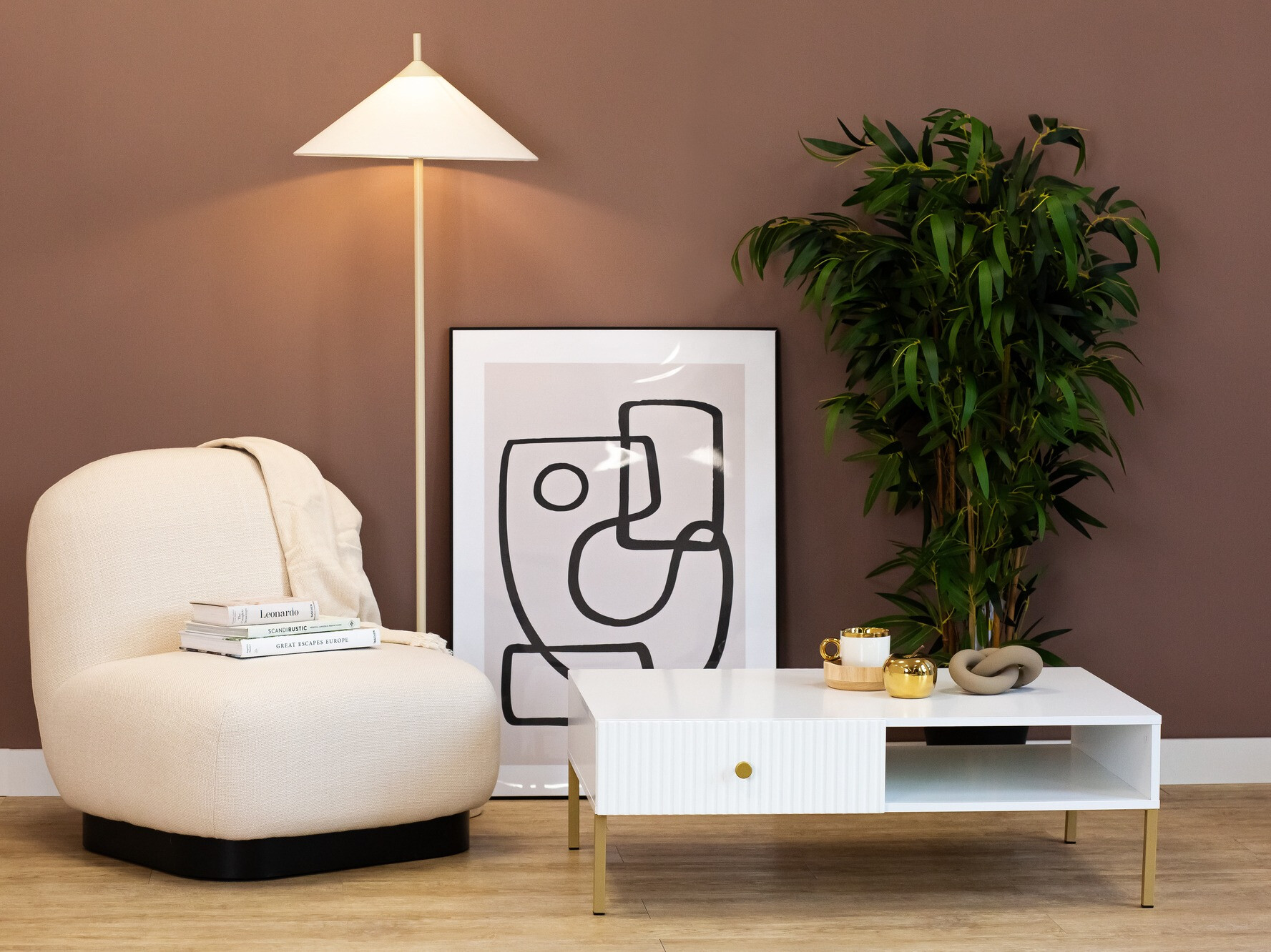 Table basse Etliva 103 (Blanc + Doré)