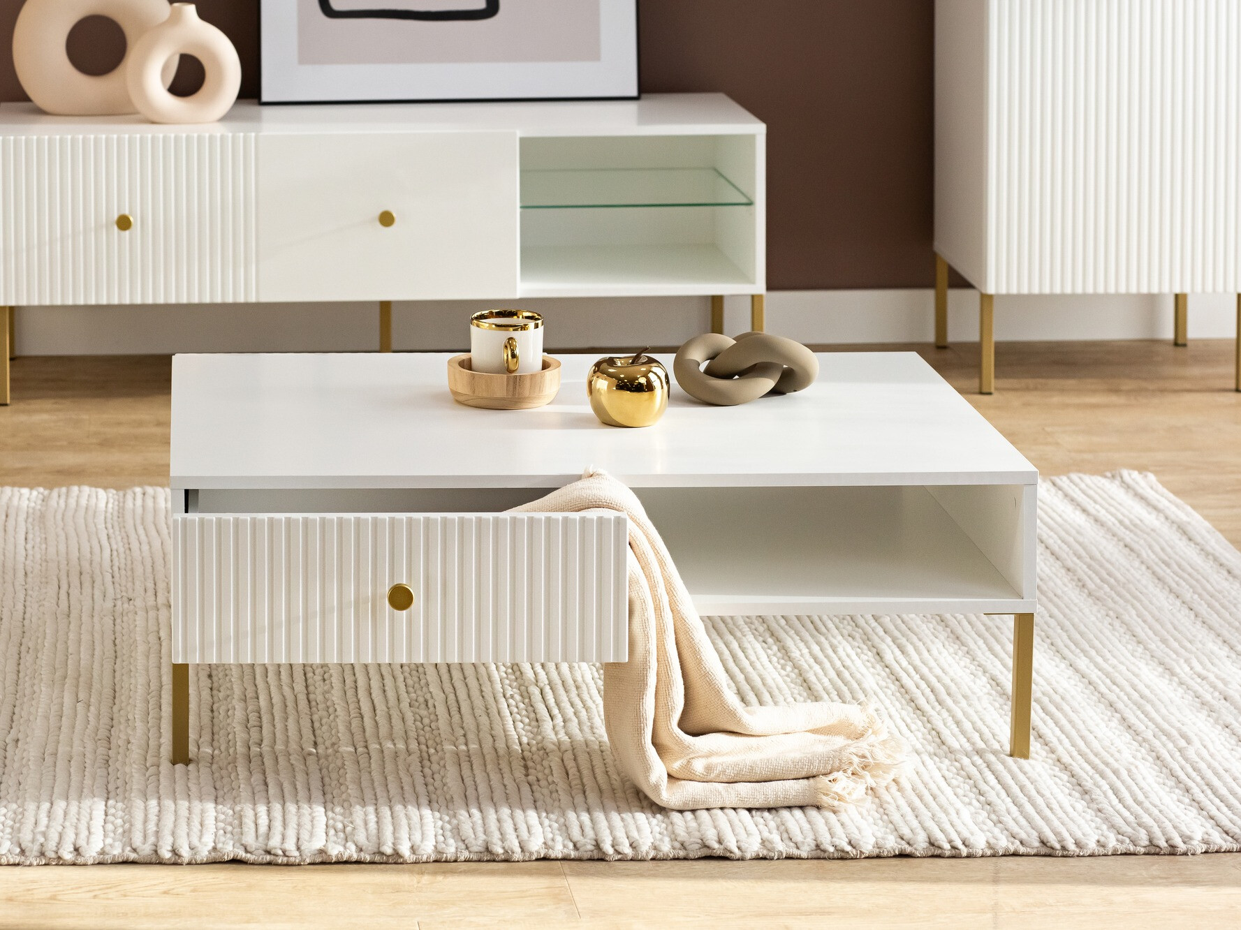 Table basse Etliva 103 (Blanc + Doré)