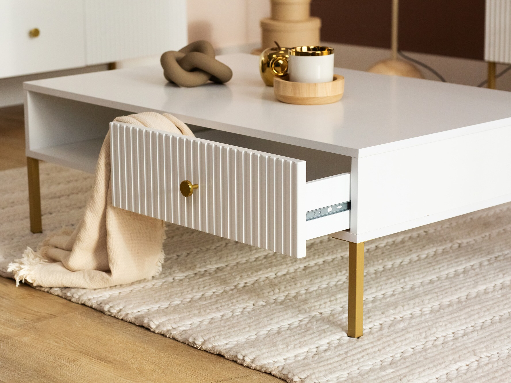 Table basse Etliva 103 (Blanc + Doré)
