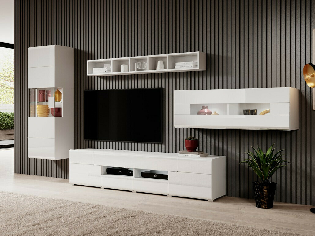 Armoire murale Torsone 116 (Blanc + Blanc brillant)