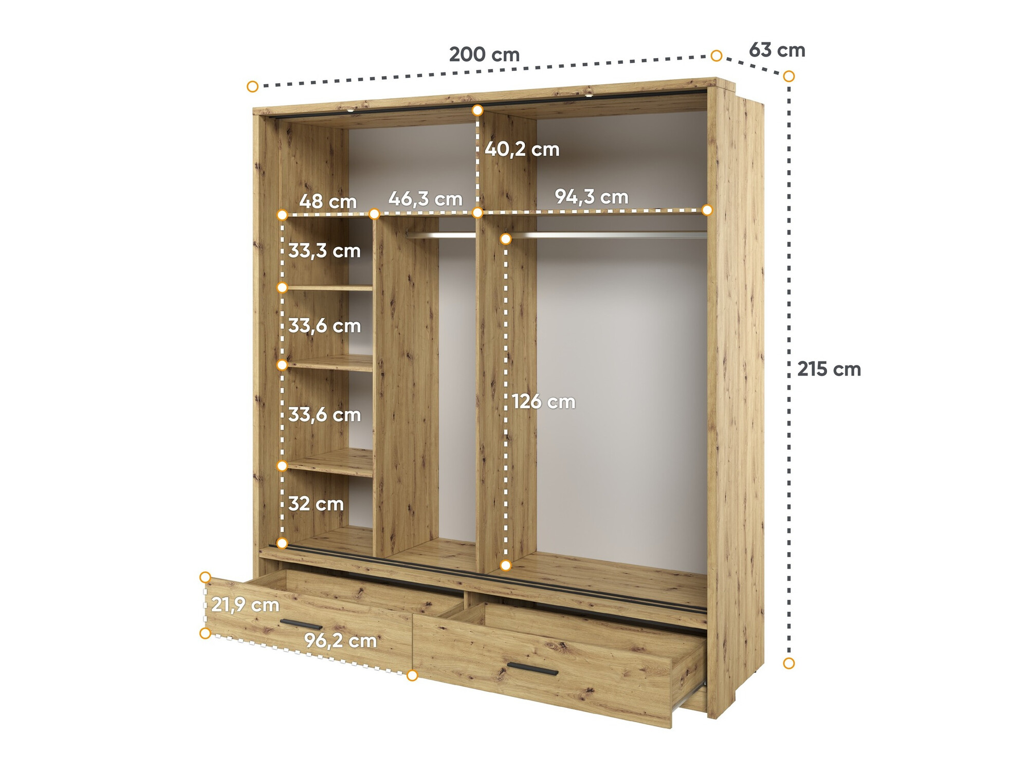 Armoire Fresno 104 (Chêne Artisan)