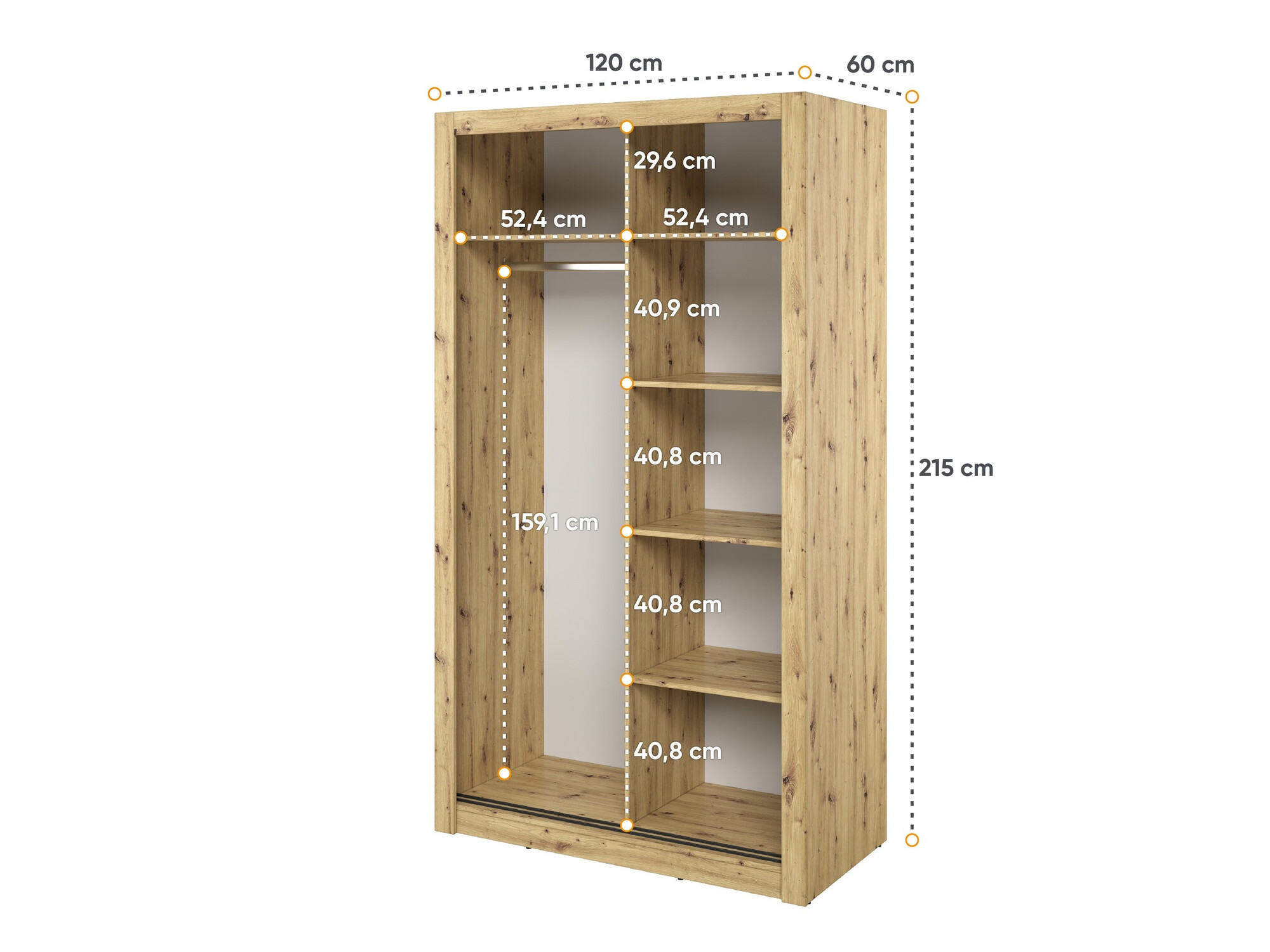 Armoire Fresno 121 (Chêne Artisan)