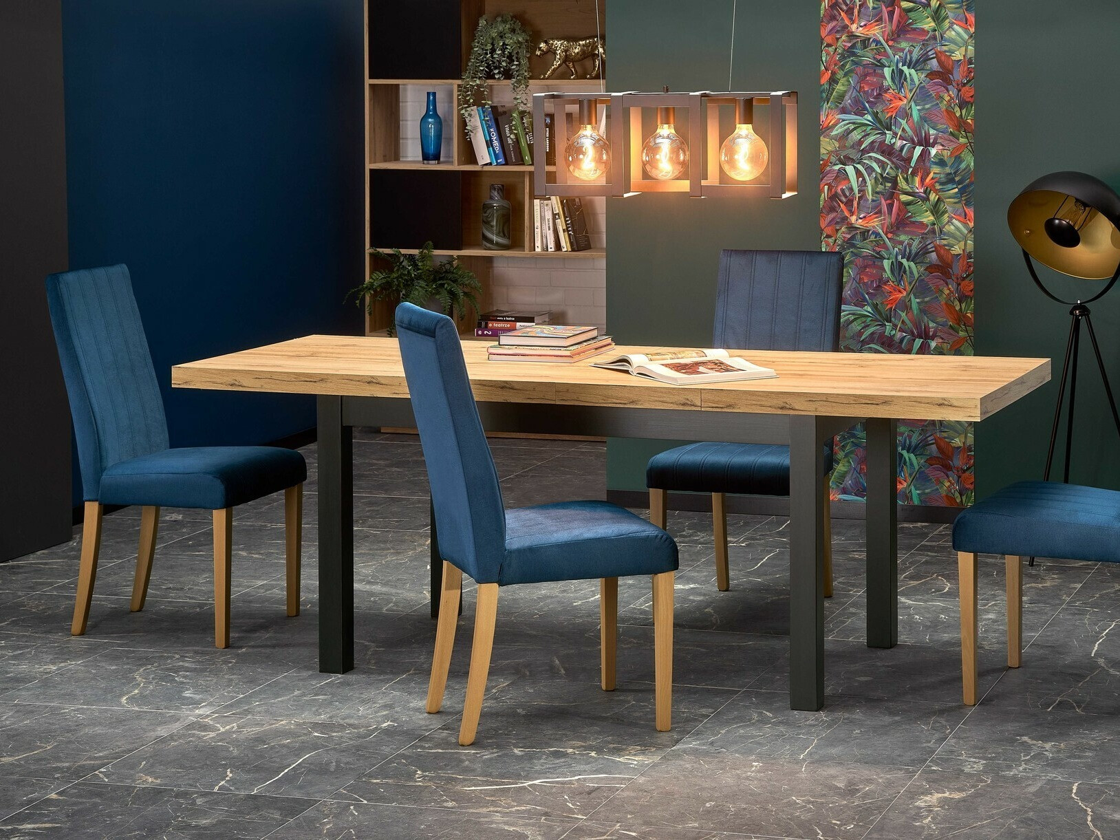 Chaise Houston 1216 (Bleu + Clair bois)