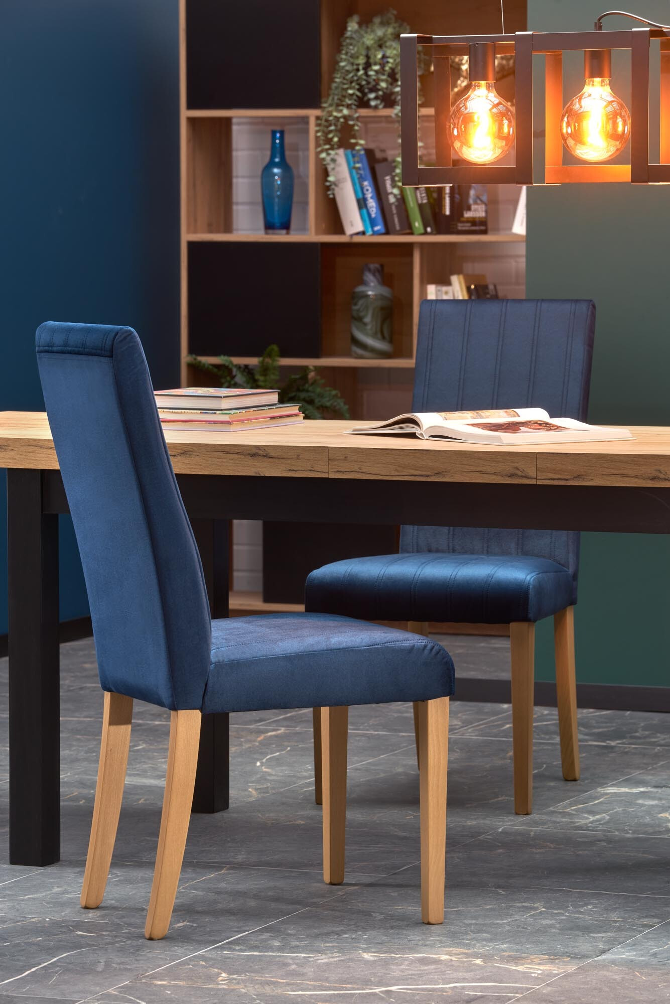 Chaise Houston 1216 (Bleu + Clair bois)