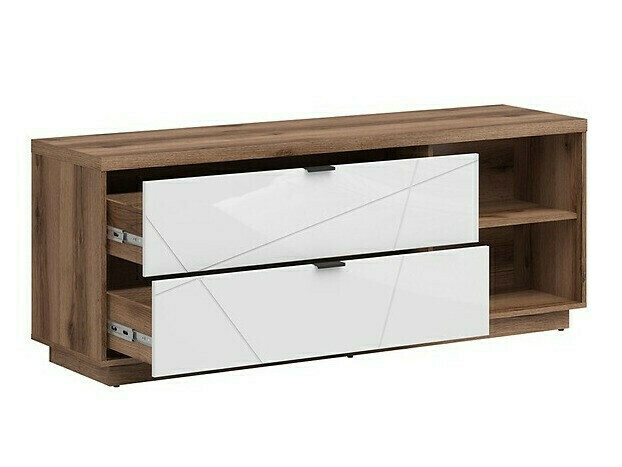 Ensemble de salon Fivale 110 (Chêne delano foncé + Blanc brillant)