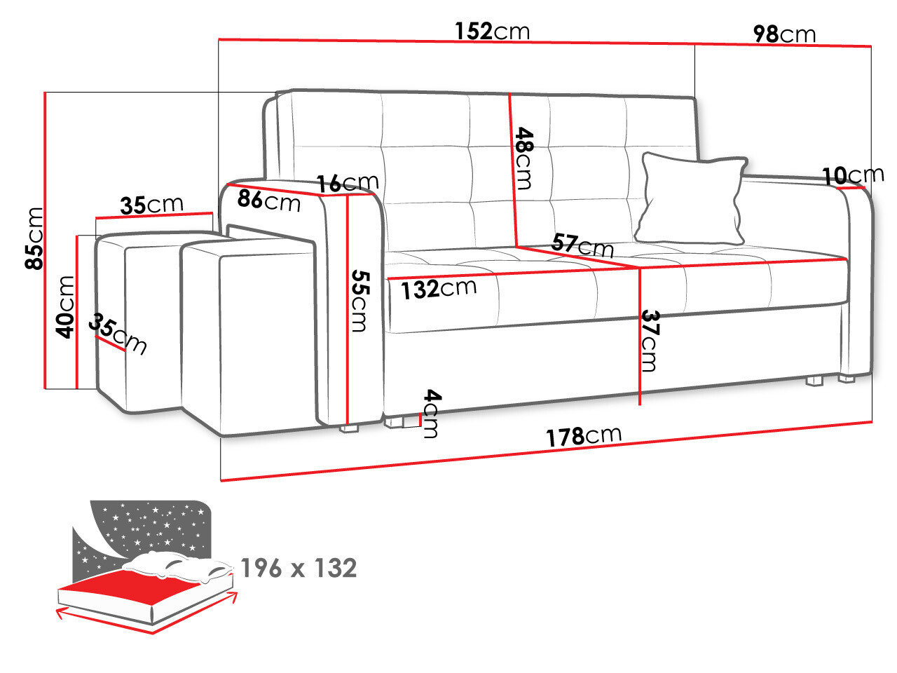 Canapé convertible Columbus 158 (Manila 18)