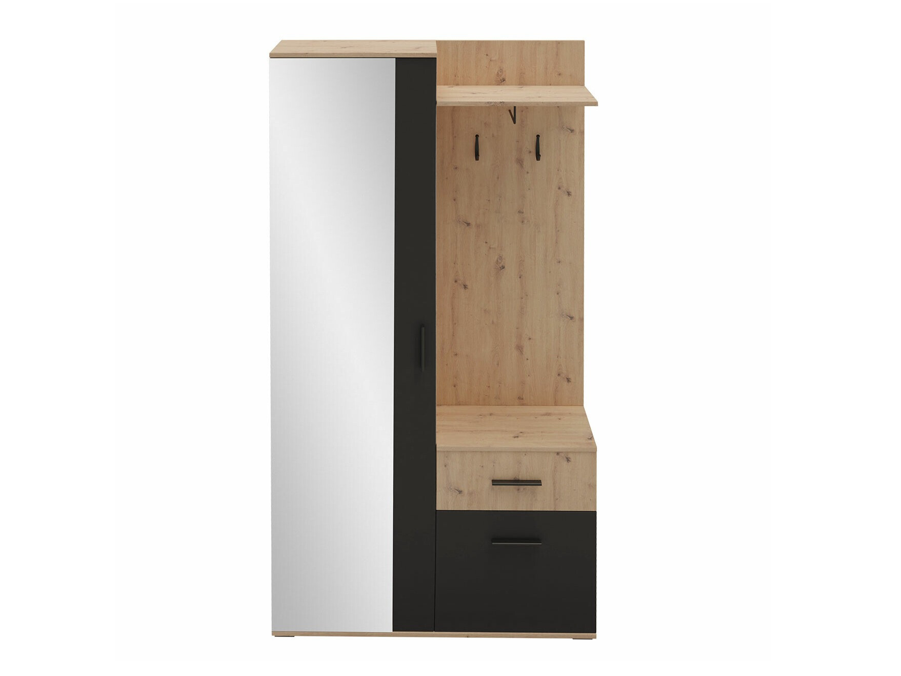 Meuble d'entrée Pavo (Chêne Artisan + Noir)