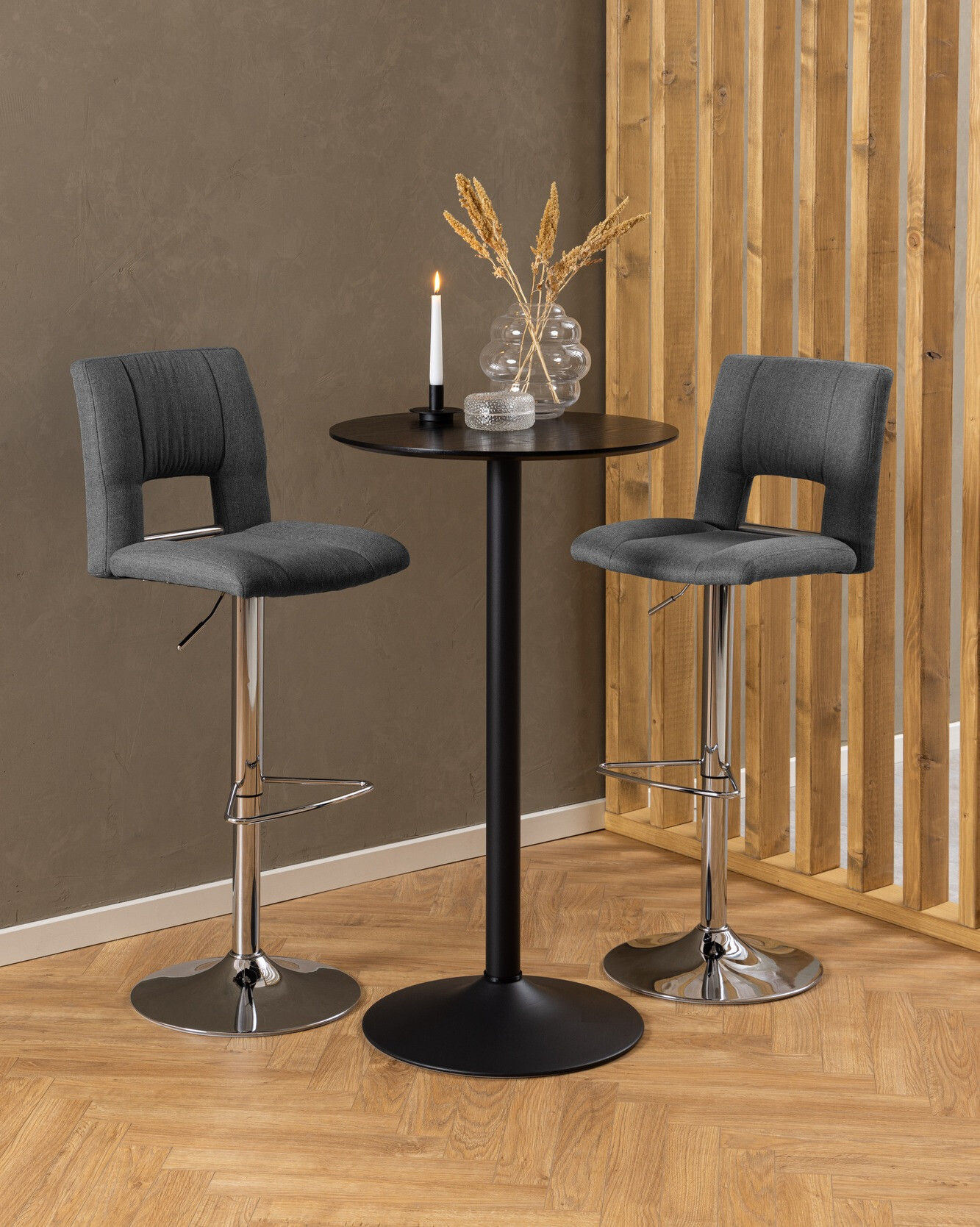 Chaise de bar mi-hauteur Norsica 164 (Gris foncé + Argent)